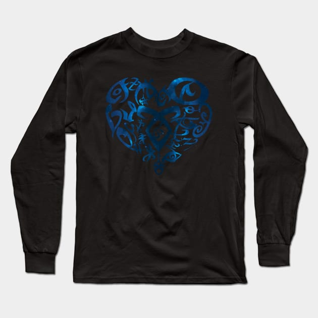 Shadowhunters rune / The mortal instruments - heart rune (blue galaxy) - Parabatai - Mundane gift idea Long Sleeve T-Shirt by Vane22april